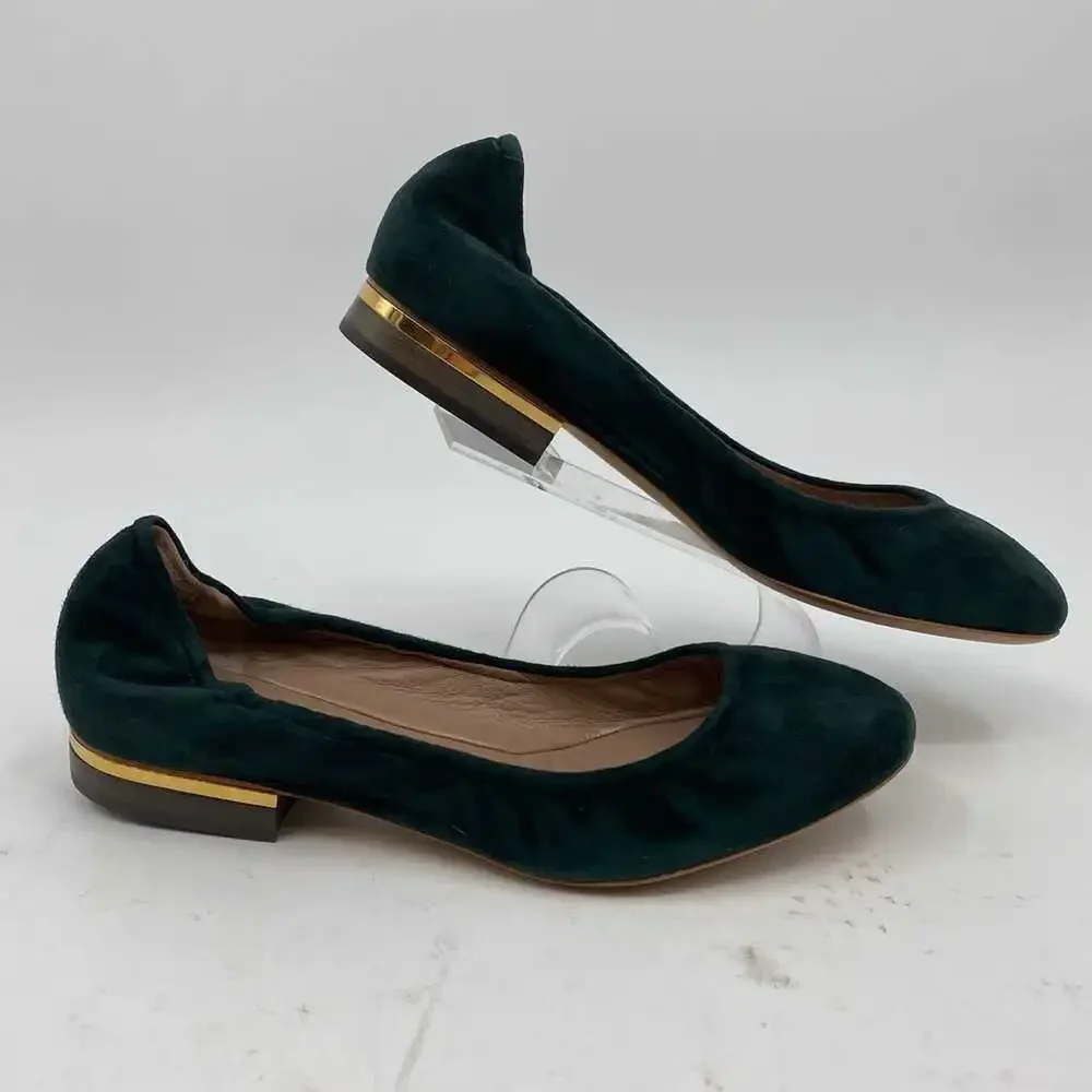 Chloe Green Gold Camoscio Suede Flats | EU38 (7 US)
